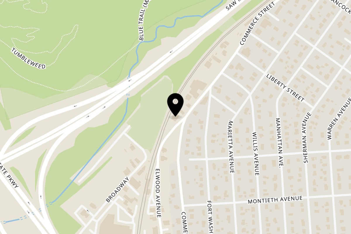 Map showing the location of Catharsis Bar & Grill on 415 Commerce St in Hawthorne